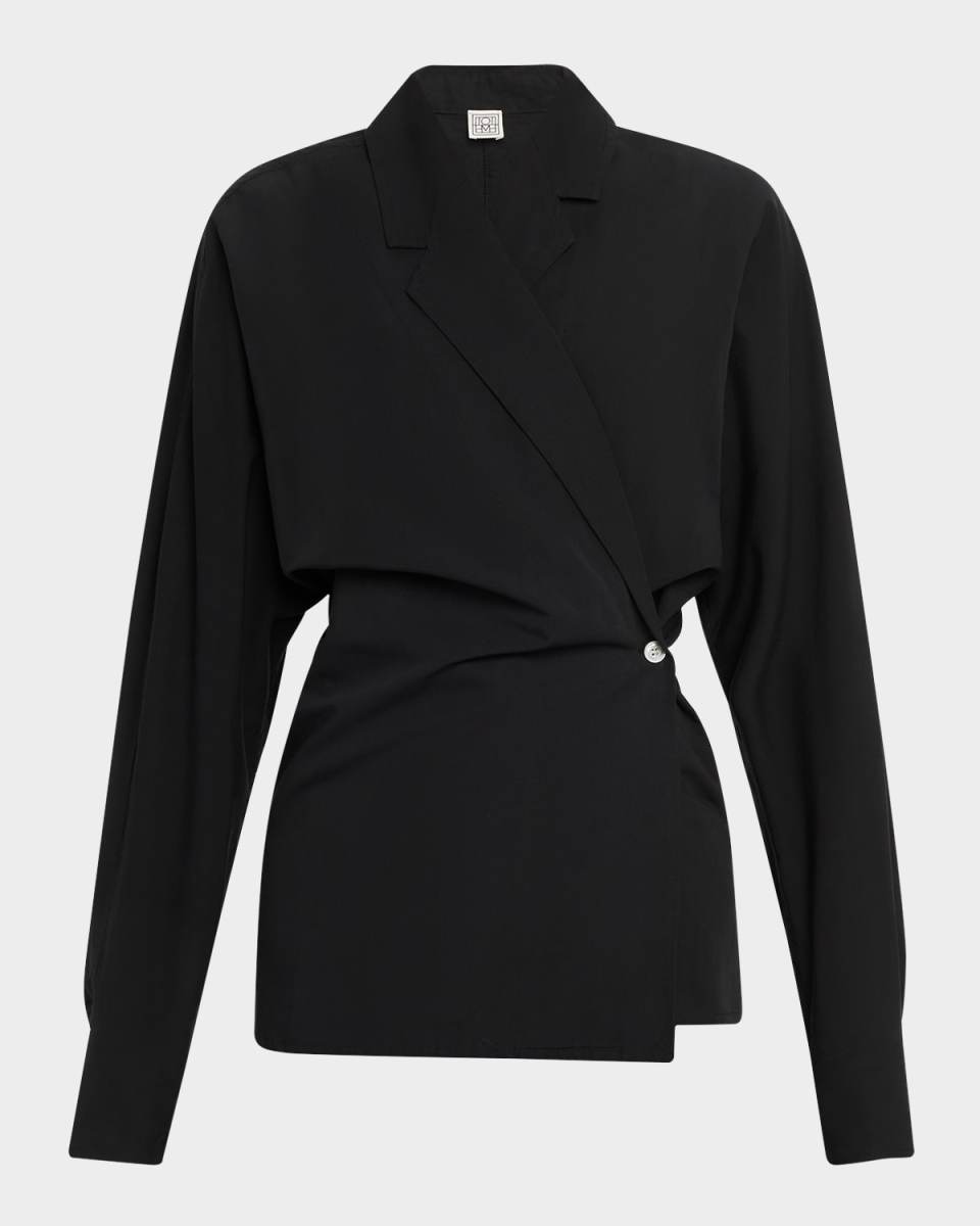Batwing-Sleeve Wrap Blouse
